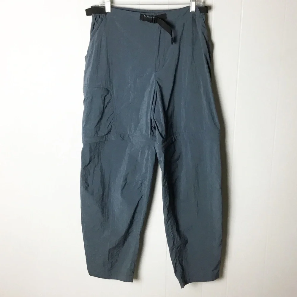 REI Men's Cargo Convertible Pants Belted Nylon Hiking Trail Gray Size L Gray